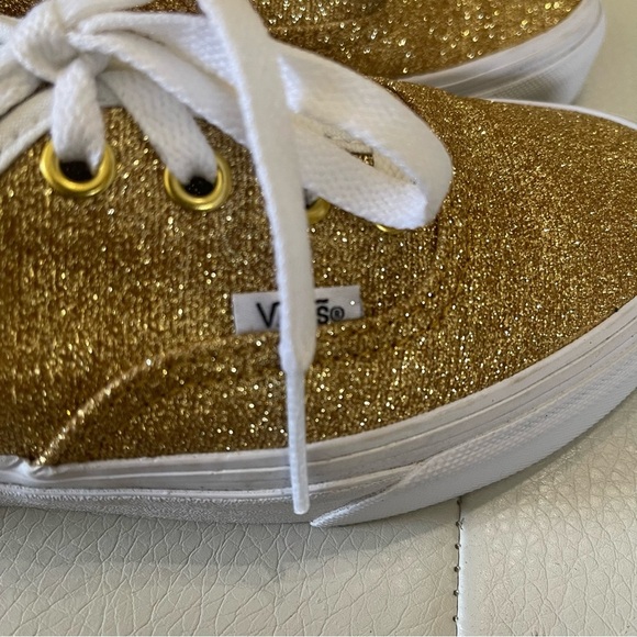Vans women’s Gold Glitter Sneakers Sparkly Shoes Festival Disco 5.5 - Picture 4 of 10